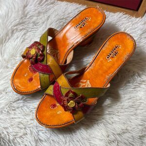 Via Veneto Women's Multicolor Leather Slide Sandals Size 10 Casual